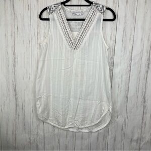 Prana white embroidered linen blend tank Small